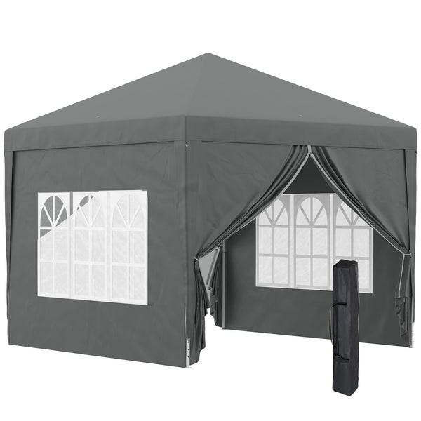 Gazebo da Giardino 3x3 m Pieghevole con 4 Pannelli Laterali in Acciaio e Tessuto Oxford Grigio prezzo