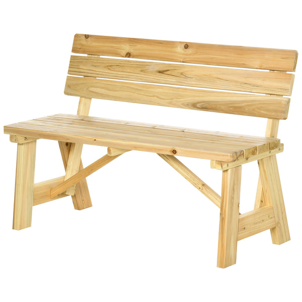 prezzo Panchina da Giardino  2 Posti a Doghe con Schienale Alto 116x56x80 cm in Legno Naturale