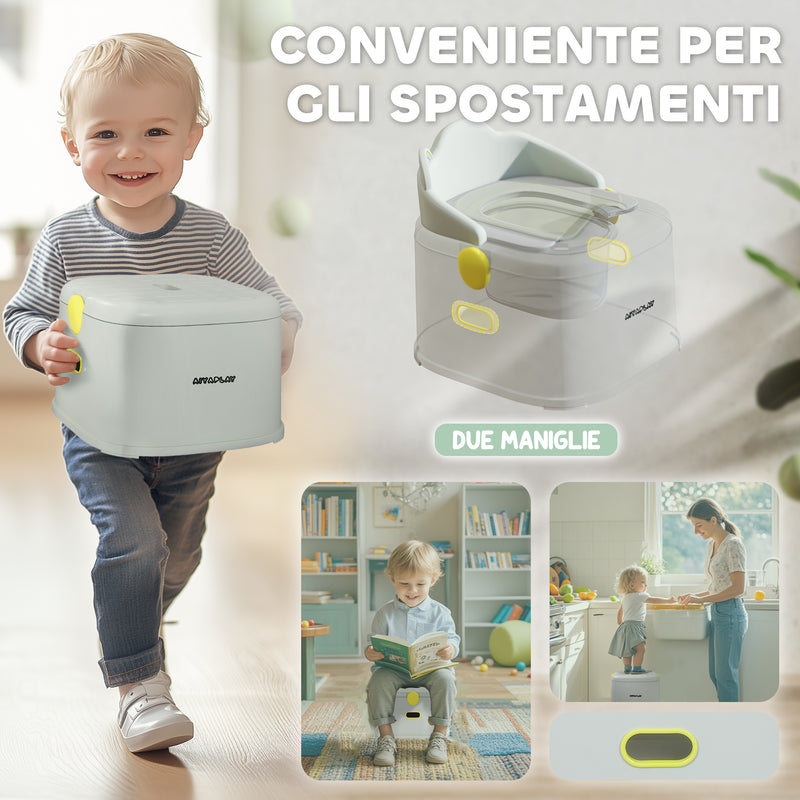 Vasino per Bambini Evolutivo 3 in 1 con Vaschetta Rimovibile Grigio   