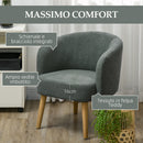 Poltrona Moderna a Botte Gambe in Legno in Tessuto Imbottito Verde Scuro   