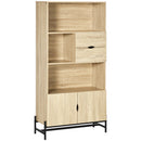 Libreria a Parete 80x35x155 cm in MDF e Metallo Legno Naturale