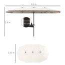 Ombrellone Doppio a 12 Stecche 450x265x260 cm in Acciaio e Poliestere Bianco Crema  