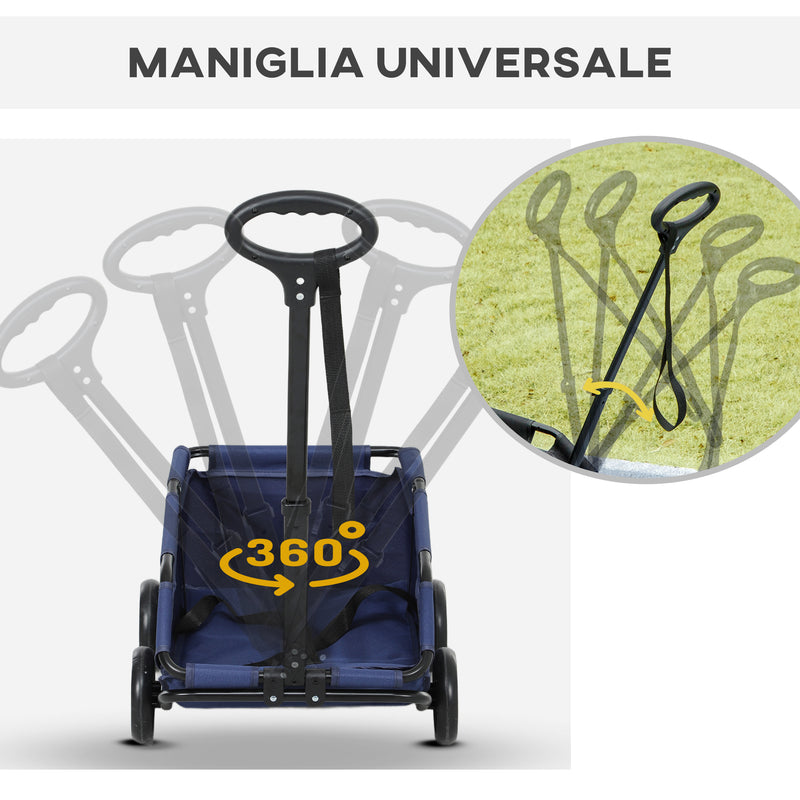 Carrello per Cani Pieghevole 53x45x28 cm per >Cani Taglia Mini Blu Scuro   