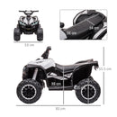 Quad Elettrico per Bambini 12V Ruote Larghe con Sospensioni e Fari LED Bianco