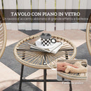 Set da Giardino 3 Pezzi con 2 Sedie con Cuscini e Tavolino da Caffè a Cilindro in Rattan PE Legno e Nero   