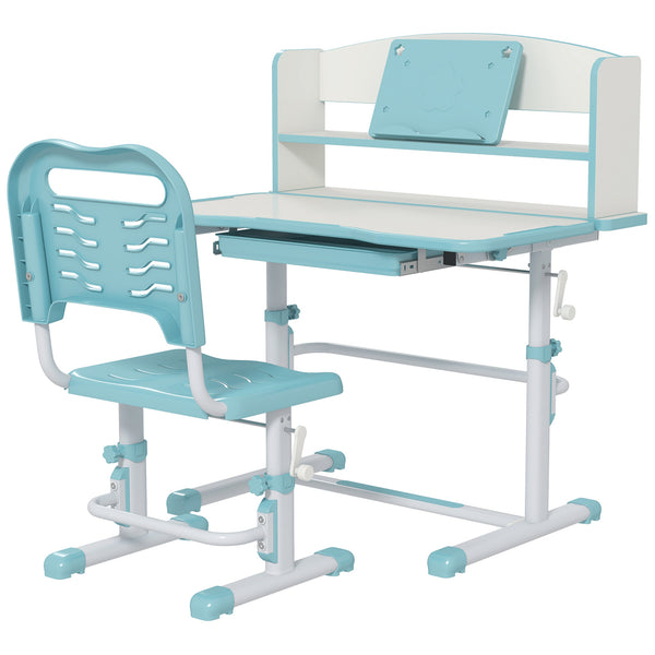 Banco Studio Scuola per Bambini 80x54,5x104 cm con Sedia Regolabile e Piano Inclinabile Blu prezzo