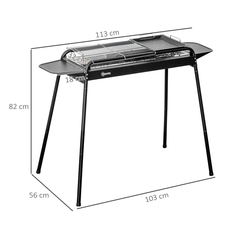 Barbecue a Carbone Carbonella 113x59x83,5 cm in Acciaio Nero