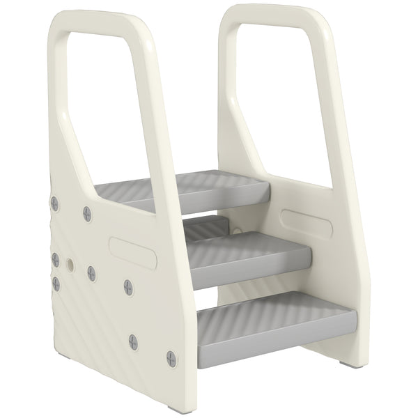 sconto Scaletta per Bambini  3 Gradini in HDPE 43x42x65,5 cm Grigio e Bianco Crema