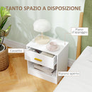 Set 2 Comodini con Cassetto e Ripiano a Giorno in Legno 39x28x41 cm Bianco  