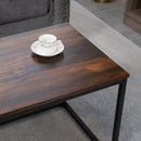 Set 2 Tavolini da Caffè Impilabili in Legno e Acciaio Marrone e Nero