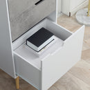 Mobile 3 Cassetti e 2 Ripiani 50x39x169,5 cm in Truciolato e Legno di Pino Grigio Bianco