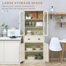Mobile Dispensa a 5 Livelli con Cassetto Centrale 76x40x182,5 cm  in MDF e Truciolato Bianco Crema
