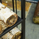 Portalegna per Camino Legnaia a 2 ripiani in Metallo 41,5x32,5x74,5 cm Max 60Kg con attrezzi Nero