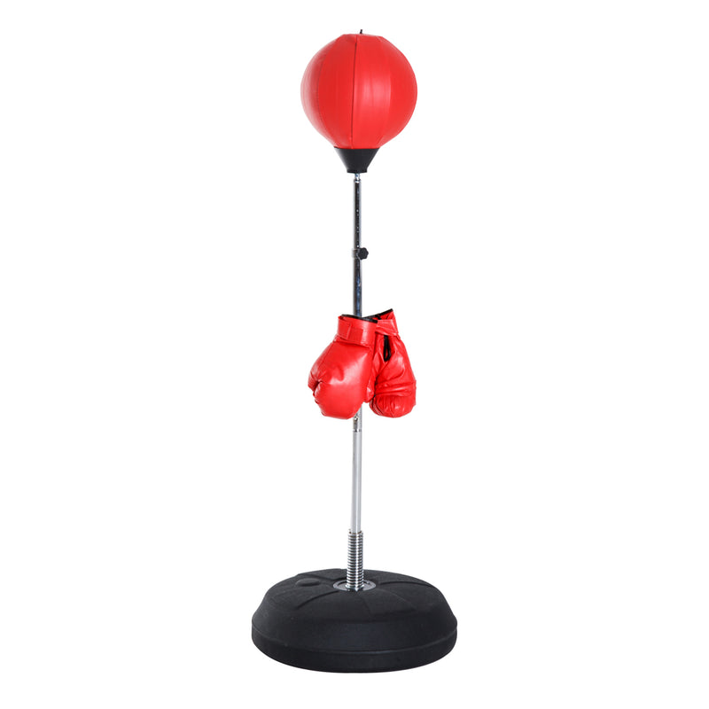 Punching Ball da Terra Altezza Regolabile Base Riempibile Ø43x126-144 cm Guantoni Inclusi Rosso 