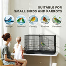 Gabbia per Uccelli 94x57x57 cm con Divisorio in Acciaio e PP Nero  