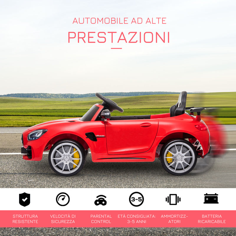 Macchina Elettrica per Bambini 12V con Licenza Mercedes GTR AMG Rossa