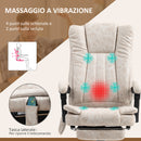 Sedia da Ufficio Presidenziale Massaggiante e Riscaldante 62x70x113-120 cm con Poggiapiedi Crema   