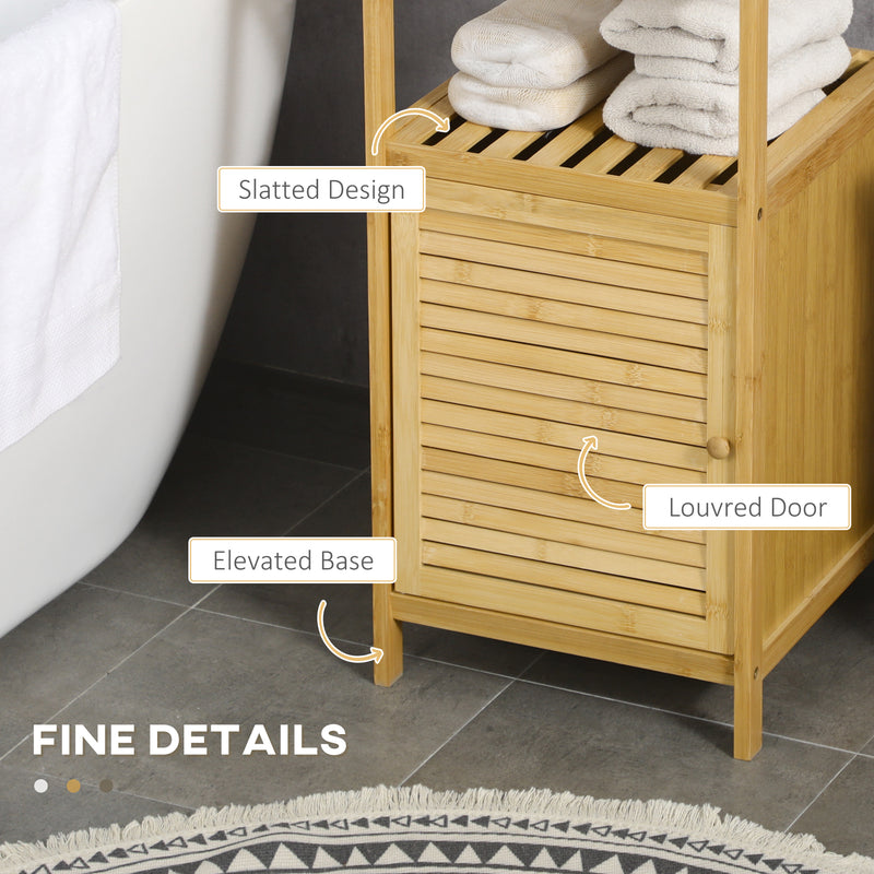 Mobiletto Bagno Armadietto con Anta 33x36,5x67 cm in Bambù a Doghe Naturale 