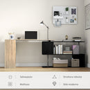 Scrivania Angolare da Ufficio 140x120x78 cm con Cassetti e Scaffale Girevole color Legno  