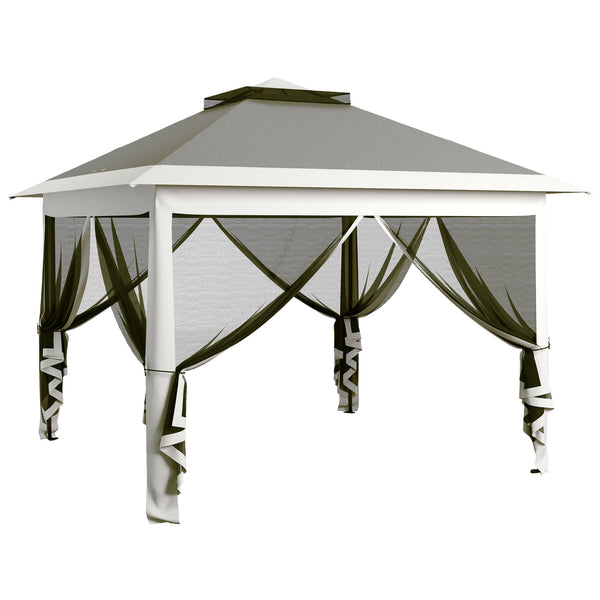Gazebo da Giardino 330x330x280 cm Altezza Regolabile con Zanzariere in Metallo e Tessuto Oxford Grigio Scuro prezzo