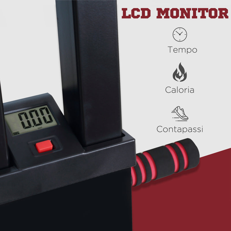 Vertical Climber Altezza Regolabile 100x60x175-195 cm con Monitor LCD in Acciaio e ABS Nero