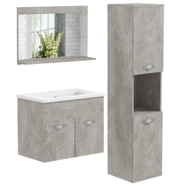 Mobile Bagno Sospeso 60 cm Lavabo Specchio e 1 Pensile Grigio acquista