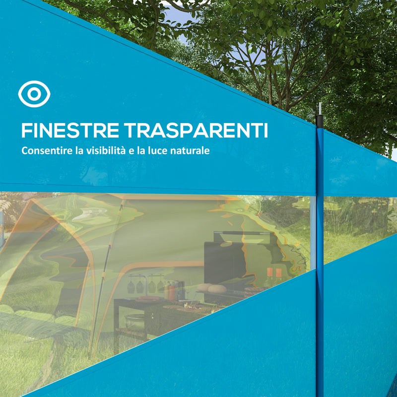 Paravento da Campeggio 725x140 cm Pieghevole Frangivista Azzurro   
