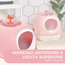Toilette Chiusa per Gatti 47x55x44 cm con Vassoio Estraibile e Paletta Rosa
