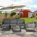 Set Salotto da Giardino Divano Angolare Poltrona e Tavolino in Rattan PE Grigio