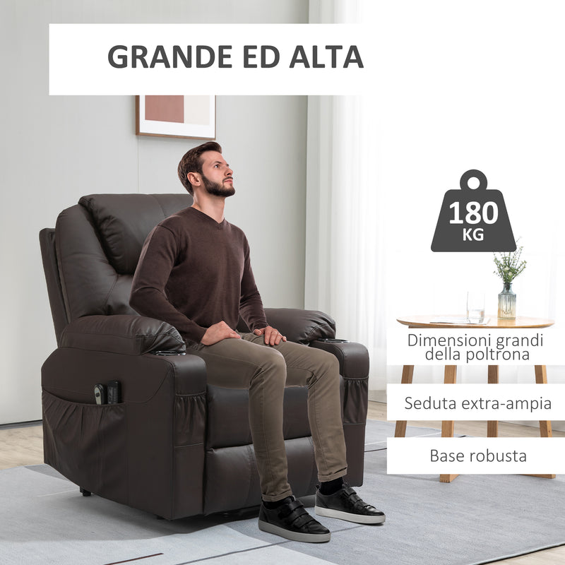 Poltrona Alzapersona Elettrica 88x92x106 cm in Similpelle Marrone