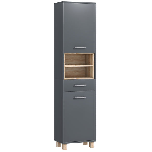 Mobile a Colonna da Bagno con Cassetto e Armadietti 40x24x160 cm in Legno Grigio online