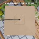 Ombrellone da Giardino a Braccio 300x325x230A cm Base a Croce in Metallo e Poliestere Cachi  