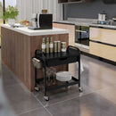 Carrello da Cucina con Cesto Cassetto Estraibile e 3 Ganci 61x32,6x58,5 cm in PP e Metallo Nero