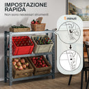 Scaffale Autoportante a 3 Livelli Ripiani Regolabili per 6 Casse di Bevande 110x30x110 cm Grigio