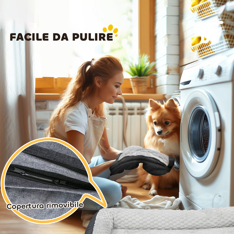 Cuccia per Cani Taglia Grande Imbottita con Cuscino Rimovibile Lavabile 120x80x22 cm Grigio Carbone 