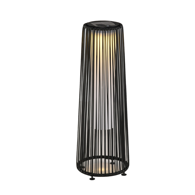 Lanterna Solare da Giardino LED con Pannello di Ricarica in Rattan e Metallo  Ø21.5x61cm Nero-1