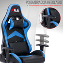 Sedia Gaming da Ufficio 68x55x129/139 cm con Poggiapiedi e Supporto Lombare Blu e Nero-8