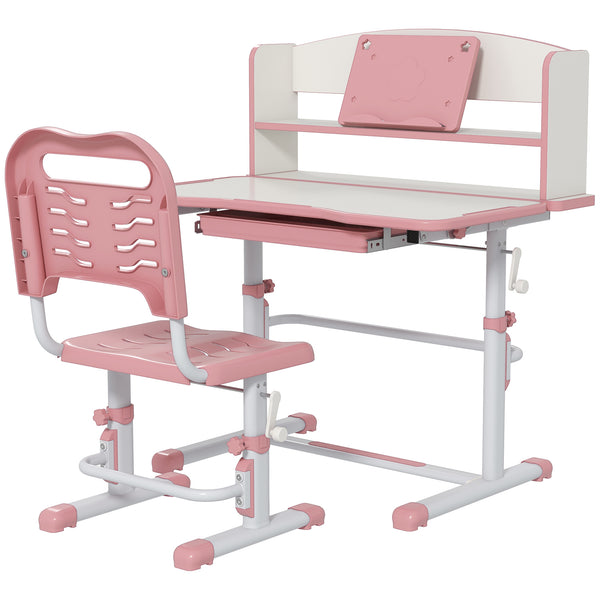 prezzo Banco Studio Scuola per Bambini 80x54,5x104 cm con Sedia Regolabile e Piano Inclinabile Rosa