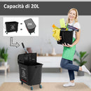 Carrello Pulizie con Secchio da 20 L e Strizzatore 60x27x70.5 cm Nero  