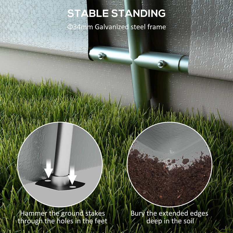 Tendone per Auto e Feste con 2 Finestre Laterali 618x265/330x240 cm in Acciaio Zincato e PE Grigio Chiaro