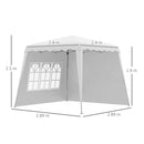 Gazebo Pieghevole da Giardino 2,4x2,4x2,5m in Acciaio e Tessuto Oxford Bianco