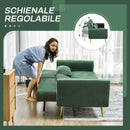 Divano Letto Singolo Clic Clac 206x81x83 cm in Tessuto Effetto Velluto con 2 Cuscini Verde 