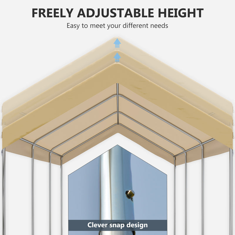 Box Auto da Esterno 600x295x265-310 cm in Acciaio e Polietilene Beige