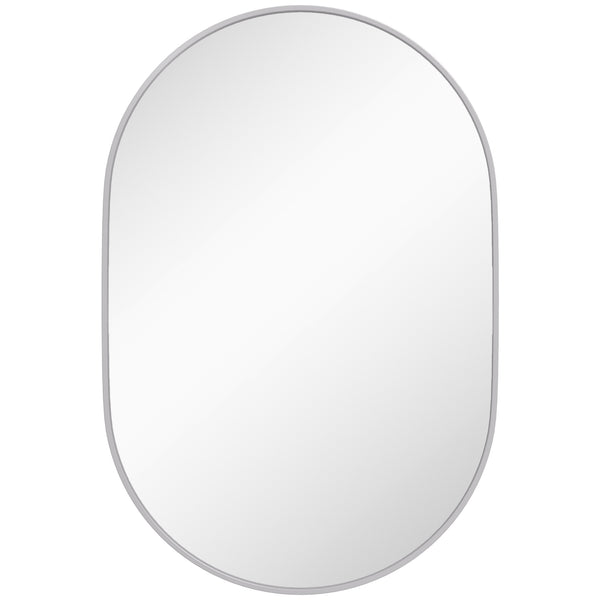 sconto Specchio Bagno Ovale da Parete con Cornice in Alluminio 60x90 cm Verticale o Orizzontale Argento