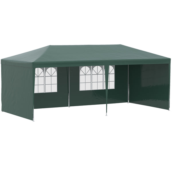 sconto Gazebo da Giardino 585x295x255 cm con Pareti Rimovibili e Finestre Trasparenti Verde