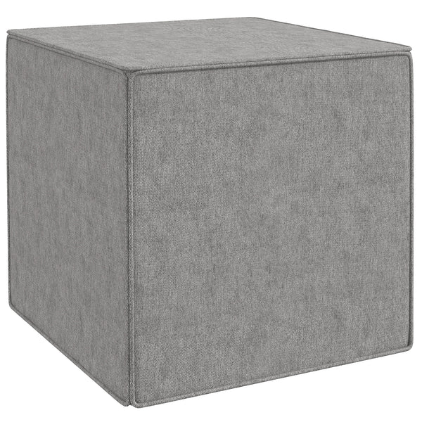 Pouf Poggiapiedi Quadrato  Rivestimento Rimovibile in Tessuto Effetto Lino 41x41x41 cm Grigio Chiaro online