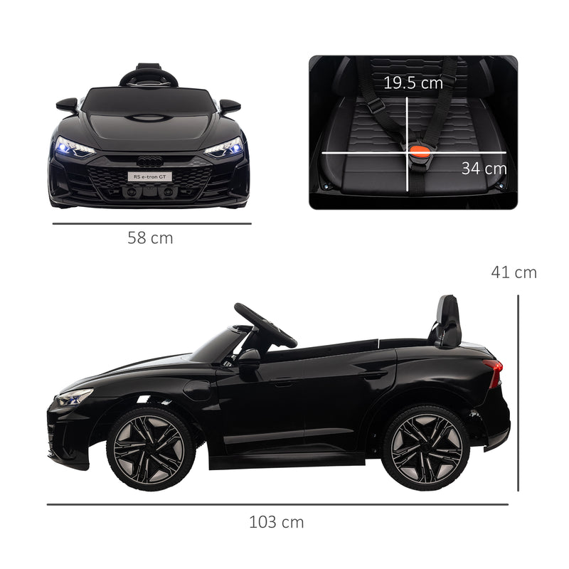 Macchina Elettrica per Bambini 12V con Licenza Audi E-Tron GT Nera