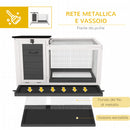 Conigliera 91x51x66 cm con Ruote in Legno di Abete Grigio Scuro e Bianco 