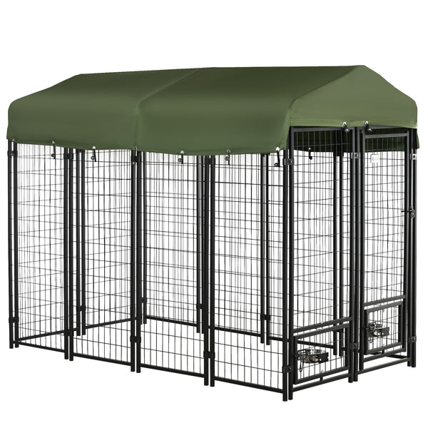 Zwinger für Outdoor-Hunde 244x122x183 cm aus Stahl und grünem Oxford-Stoff sconto