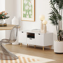 Mobile TV Max 50"" con Cassetto, Ripiano Aperto e Armadietti 110x40x50 cm Bianco e Legno  